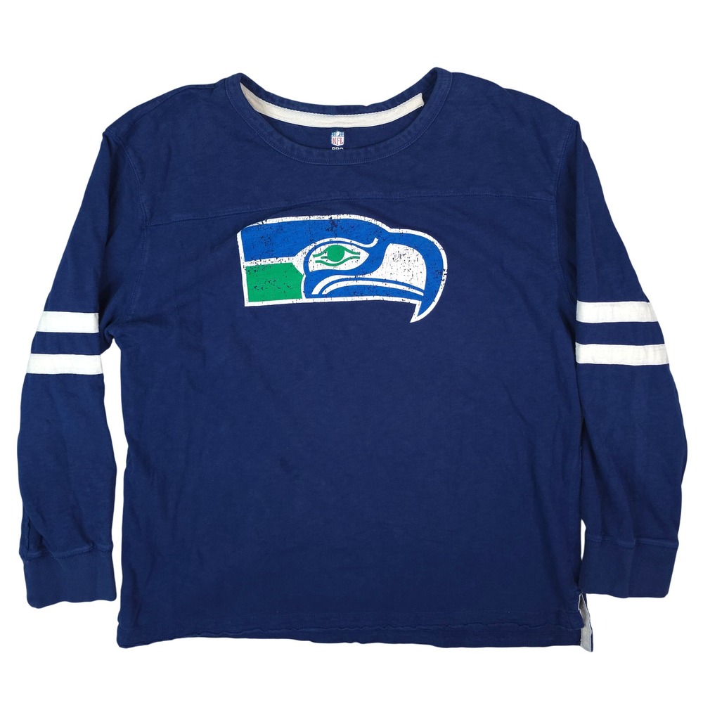NFL Pro Line Seattle Seahawks Long Sleeve‎ T-Shirt Mens XXL Blue Distressed Logo